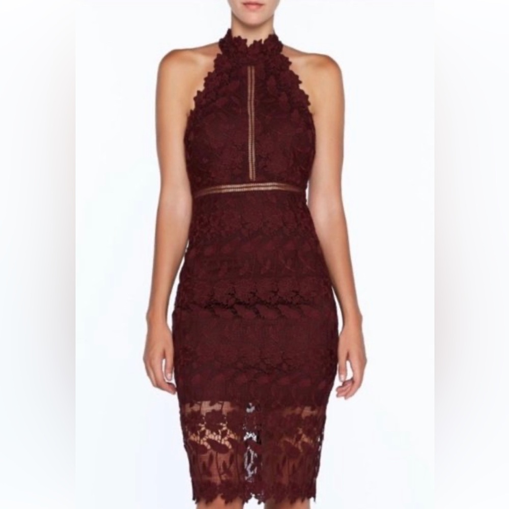 Bardot Gemma lace dress in maroon